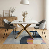 Abstract Geometric Blue Multi-Color Area Rug