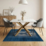 Indigo Blue Geometric Deer Head Area Rug