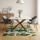 Whimsical Green Cacti Succulent Pattern Rug