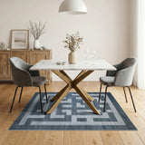 Geometric Modern Blue Geometric Maze Area Rug