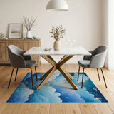 Blue and Teal Dreamy Starry Night Clouds Area Rug