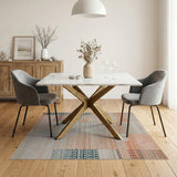 Terracotta Teal Patchwork Heritage Tribal Rug