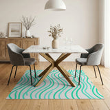 Coastal Beach Teal Wave Coastal Area Rug