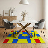Vibrant Geometric Multi-Color Area Rug with Yellow Circle
