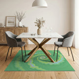 Hypnotic Green Spiral Abstract Rug