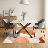 ODIKA Washable Abstract Terracotta Modern Low Pile Area Rug