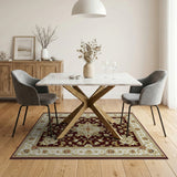Luxurious Traditional Persian Red Floral Medallion Rug