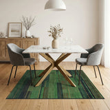 Green Geometric Striped Area Rug