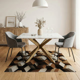 Brown Tan Stacked Cubes Geometric Rug