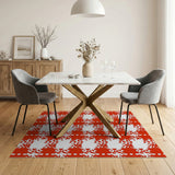 Bold Red Leaf Check Area Rug