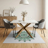 Teal Mandala Geometric Area Rug