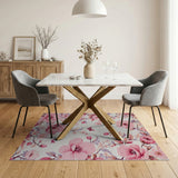 Pink Peony Floral Area Rug with Butterflies