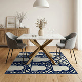 Navy Moroccan Arch Lattice Area Rug