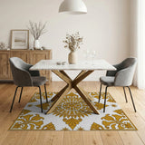 Elegant Gold Medallion Traditional Persian Rug