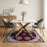 Ornate Snowflake Red Area Rug