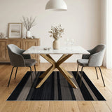 Geometric Modern Modern Grey Striped Woven Area Rug