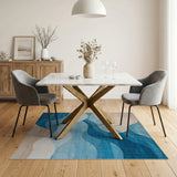 Blue and Teal Abstract Blue Wave Layers Area Rug