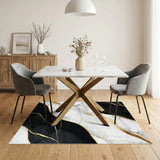 Black and Gold Marble Area Rug