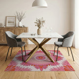 Blush Pink Mandala Floral Area Rug