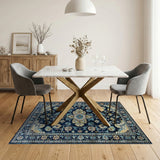 Blue and Teal Navy Blue Persian Medallion Area Rug