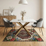 Vintage Lace Heart Rose Garden Area Rug