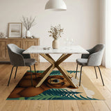 Majestic Grizzly Bear in Pine Forest Rug