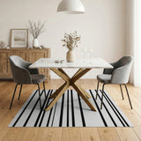 Geometric Modern Black and White Bold Black White Geometric Stripe Area Rug