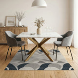 Modern Geometric Grey Navy Area Rug