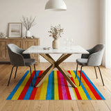 Multi-color and Patterns Vibrant Rainbow Striped Area Rug