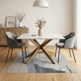 Geometric Grey Mountains Sunrise Rug