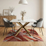 Vibrant Pink Orange Geometric Brushstroke Rug
