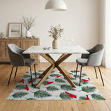 Festive Red Cardinals and Pine Branches Pattern Rug