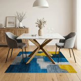 Multi-color and Patterns Abstract Geometric Blue Yellow Area Rug