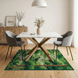 Dinosaur Forest Path Green Area Rug