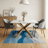Geometric Modern Abstract Blue Wave Area Rug