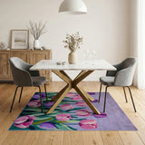 Vibrant Purple Pink Tulip Floral Area Rug