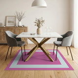 Vibrant Pink Framed Geometric Area Rug