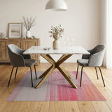 Pink Orange Geometric Tribal Fringe Rug