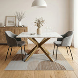 Abstract Textured Ovals Beige Area Rug