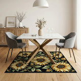 Yellow Golden Sunflowers Floral Area Rug