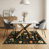 Charming Black Cats in Vibrant Floral Garden Rug