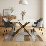 Brown and Tan Modern Brown Tan Geometric Block Area Rug