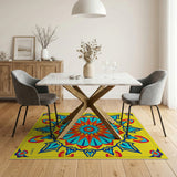 Vibrant Yellow Mandala Area Rug