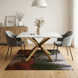 Majestic Red Deer in Misty Forest Area Rug