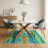 Cartoon Sharks Ocean Adventure Area Rug