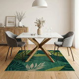 Abstract Area Emerald Green Leaf Abstract Area Rug
