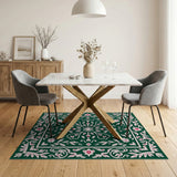 Floral Emerald Green Persian Floral Area Rug