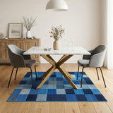Geometric Modern Blue Patchwork Geometric Area Rug