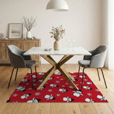 Playful Snowmen Snowflakes Red Area Rug