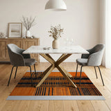 Bold Orange Black Geometric Stripe Area Rug